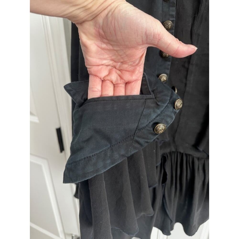 Free People Ruffled Military Romantic Jacket XS Washed Black - Picture 6 of 11